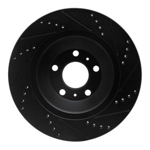 Audi S8 Brake Rotor (1) - Rear Left - R1 Concepts - Drilled & Slotted - Black - `04-`18